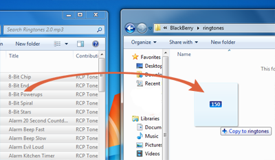 Transfer MP3 ringtones to Blackberry Memory